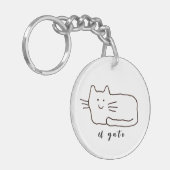 漫画のエルガト猫の落書きライン キーホルダー (正面左)