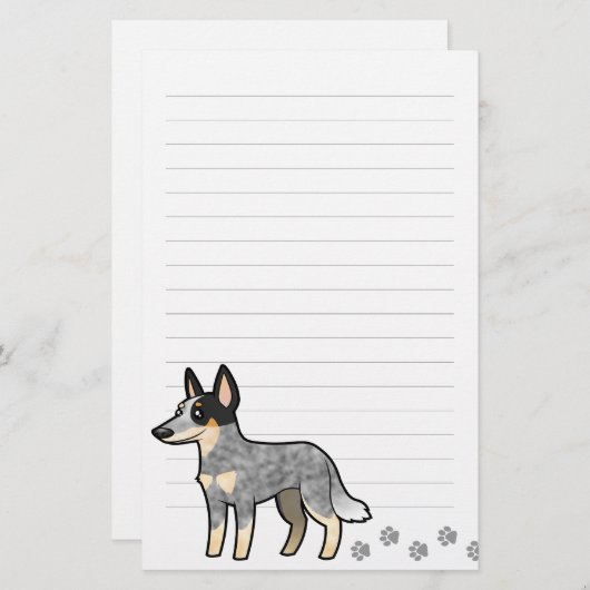 漫画のオーストラリアの牛犬/ケルピー 便箋 (正面/裏面)