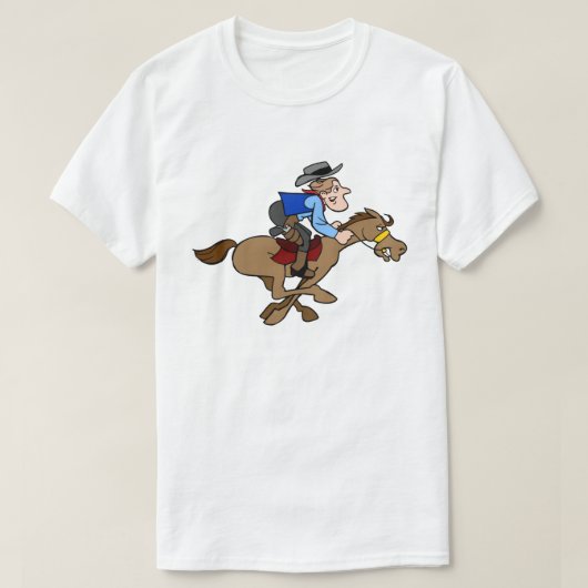 漫画のカウボーイギャロップス高速アニメーション馬 Tシャツ (デザイン正面)