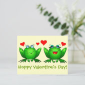 漫画のカエルのハートカードホップの豊富なバレンタインデー シーズンポストカード (スタンド正面)