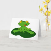 漫画のカエルの挨拶状 カード (黄色い花)