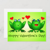 漫画のカエル大好きホッピーのバレンタインの日グリーン シーズンポストカード (正面/裏面)