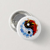 漫画のカッコいいタトゥー記号の水の火災陰陽 缶バッジ (正面&裏面)