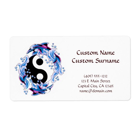 漫画のカッコいいタトゥー記号陰陽ドルフィンズ ラベル (正面)