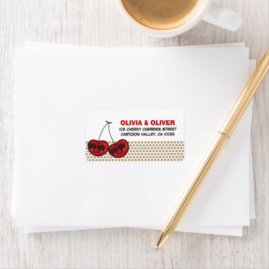 漫画のカッコいいパーティーさくらんぼツインズ誕生日アドレス ラベル (インサイチュ)