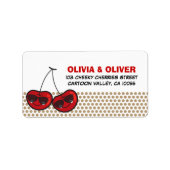 漫画のカッコいいパーティーさくらんぼツインズ誕生日アドレス ラベル (正面)