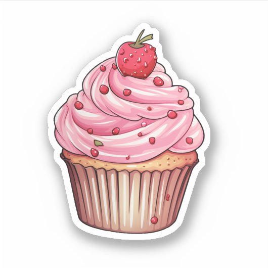 漫画のカップケーキイラストレーション シール (正面)