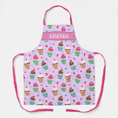 漫画のカップケーキパターン甘いデザートベーカリー名 エプロン (正面)