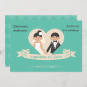 漫画のカップルがお互いの結婚を発表 (カリフォルニア州) 招待状 (正面/裏面)