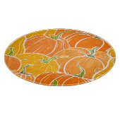 漫画のカボチャ、かわいい秋のパターン。 カッティングボード (角)