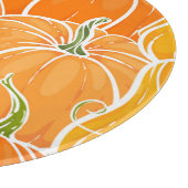 漫画のカボチャ、かわいい秋のパターン。 カッティングボード (角)