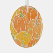 漫画のカボチャ、かわいい秋のパターン。 ガラスオーナメント (正面右)