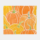 漫画のカボチャ、かわいい秋のパターン。 フリースブランケット (正面(横))