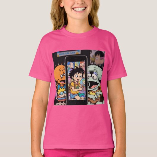 漫画のカメラを斜めに Tシャツ (正面)