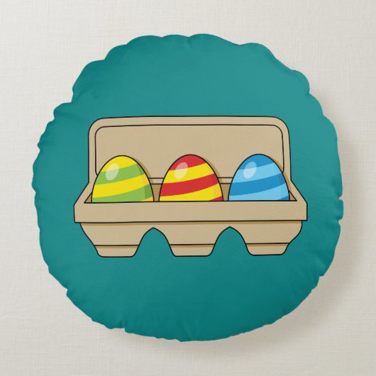漫画のカラフルイースター卵のパック ラウンドクッション (正面)