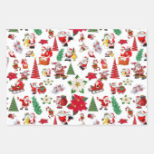 漫画のカラフルクリスマスシンボル ラッピングペーパーシート (正面3)