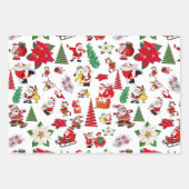 漫画のカラフルクリスマスシンボル ラッピングペーパーシート (正面)