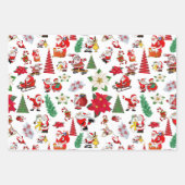 漫画のカラフルクリスマスシンボル ラッピングペーパーシート (正面3)