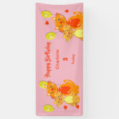 漫画のキッティキャットキッズハッピーバースデーパーソナライズされた 横断幕 (縦)