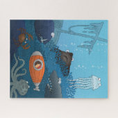 漫画のキッド潜水艦の海底の世界 ジグソーパズル (横)