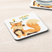 漫画のキツネと長い毛の多い尾 コースター (左側)