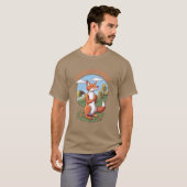 漫画のキツネの祈り - 自然を守るメッセージ Tシャツ (正面フル)