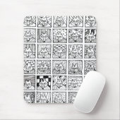 漫画のキツネの顔の四角形の絵 マウスパッド (マウス)