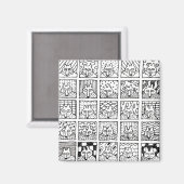 漫画のキツネの顔の四角形の絵 マグネット (正面/裏面)