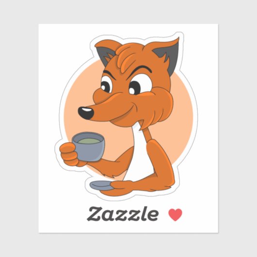 漫画のキツネ飲み茶 – ビニールシール シール (シート)