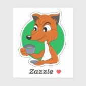 漫画のキツネ飲み茶 – ビニールシール シール (シート)