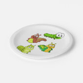 漫画のキャタピラーズグリーンイエローブラウン ペーパープレート (アングル)