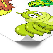 漫画のキャタピラーズグリーンイエローブラウン ポスター (角)