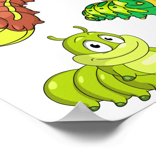 漫画のキャタピラーズグリーンイエローブラウン ポスター (角)