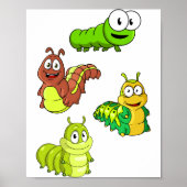 漫画のキャタピラーズグリーンイエローブラウン ポスター (正面)