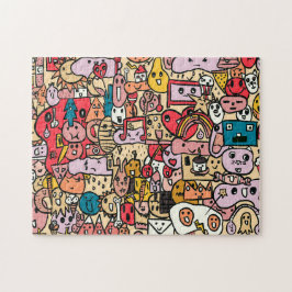 漫画のキャラクターハンドドロートトスパターンキッズ ジグソーパズル