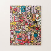 漫画のキャラクターハンドドロートトスパターンキッズ ジグソーパズル (縦)