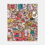 漫画のキャラクターハンドドロートトスパターンキッズ フリースブランケット (正面)