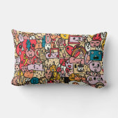 漫画のキャラクターハンドドロートトスパターンキッズ ランバークッション (裏面)