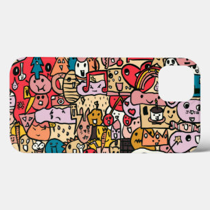 漫画のキャラクターハンドドロートトスパターンキッズ iPhone 13ケース
