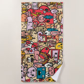 漫画のキャラクター手描きトスパターンキッズ ビーチタオル (正面)