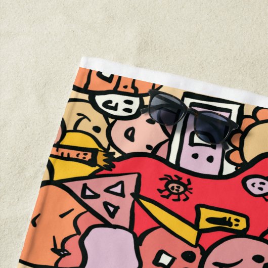 漫画のキャラクター手描きトスパターンキッズ ビーチタオル (インサイチュ)