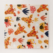 漫画のキリン：フローラサバンナパターン ジグソーパズル (横)