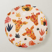 漫画のキリン:フローラサバンナパターン ラウンドクッション (裏面)