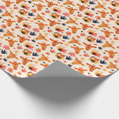 漫画のキリン：フローラサバンナパターン ラッピングペーパー (角)