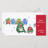漫画のキーウィのメリークリスマスカード シーズンカード (正面/裏面)