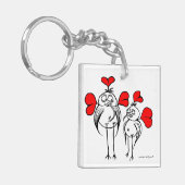 漫画のキーチェーン：2羽の抽象芸術おもしろい鳥 キーホルダー (正面左)