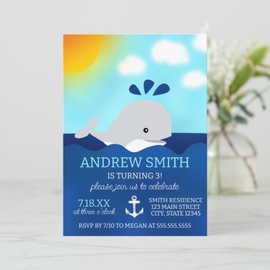 漫画のクジラの夏の誕生日パーティーへの招待 招待状 (スタンド正面)