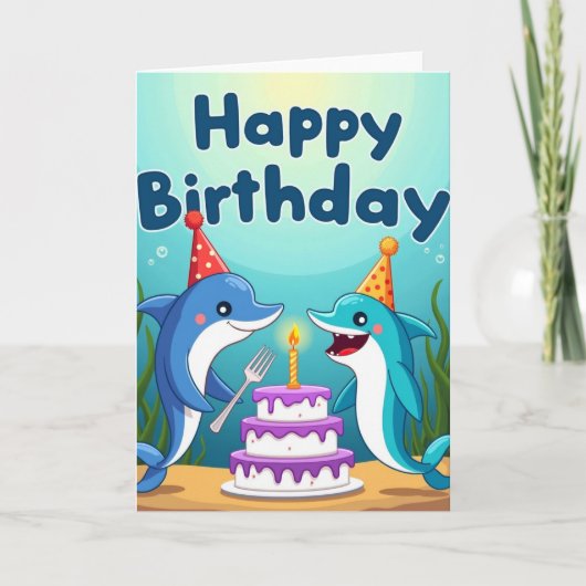 漫画のクジラの誕生日カード カード (正面)