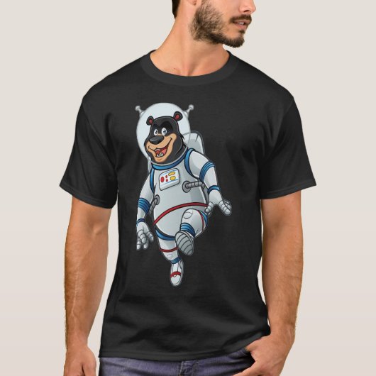 漫画のクマ宇宙飛行士。 Tシャツ (正面)