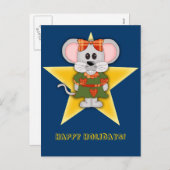 漫画のクリスマスのマウスのカスタムの文字 シーズンポストカード (正面/裏面)